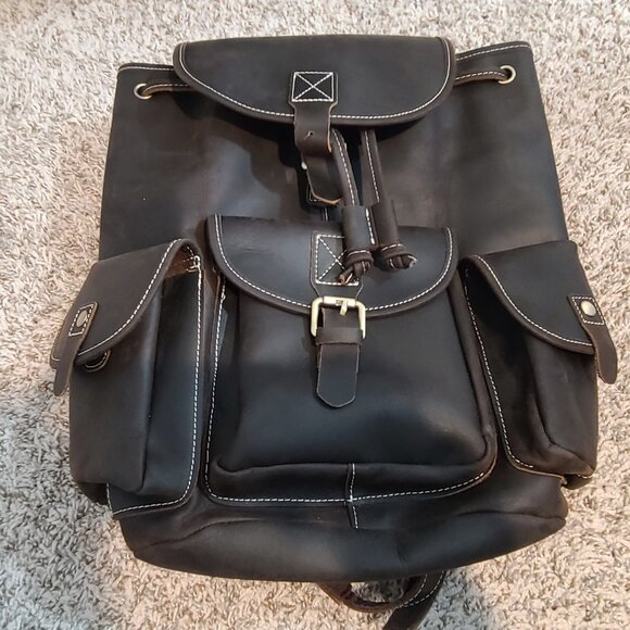 Premium Genuine Leather Backpack - Durable, Multi-Pocket, Stylish and Spacious D - Picture 4 of 4